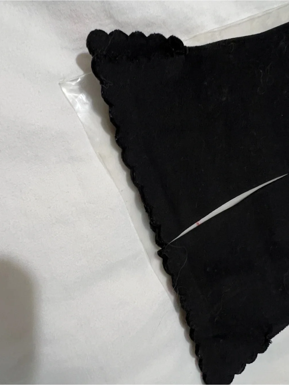 Vintage 50s-60s Aris Black Scalloped Sueded Cotton Gloves Size 6.5